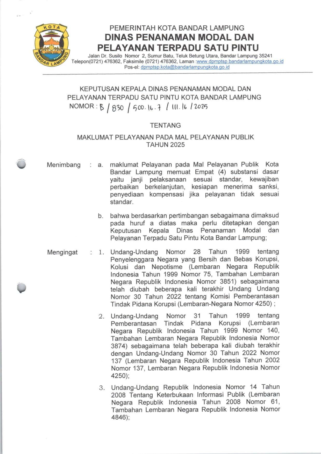Maklumat Pelayanan