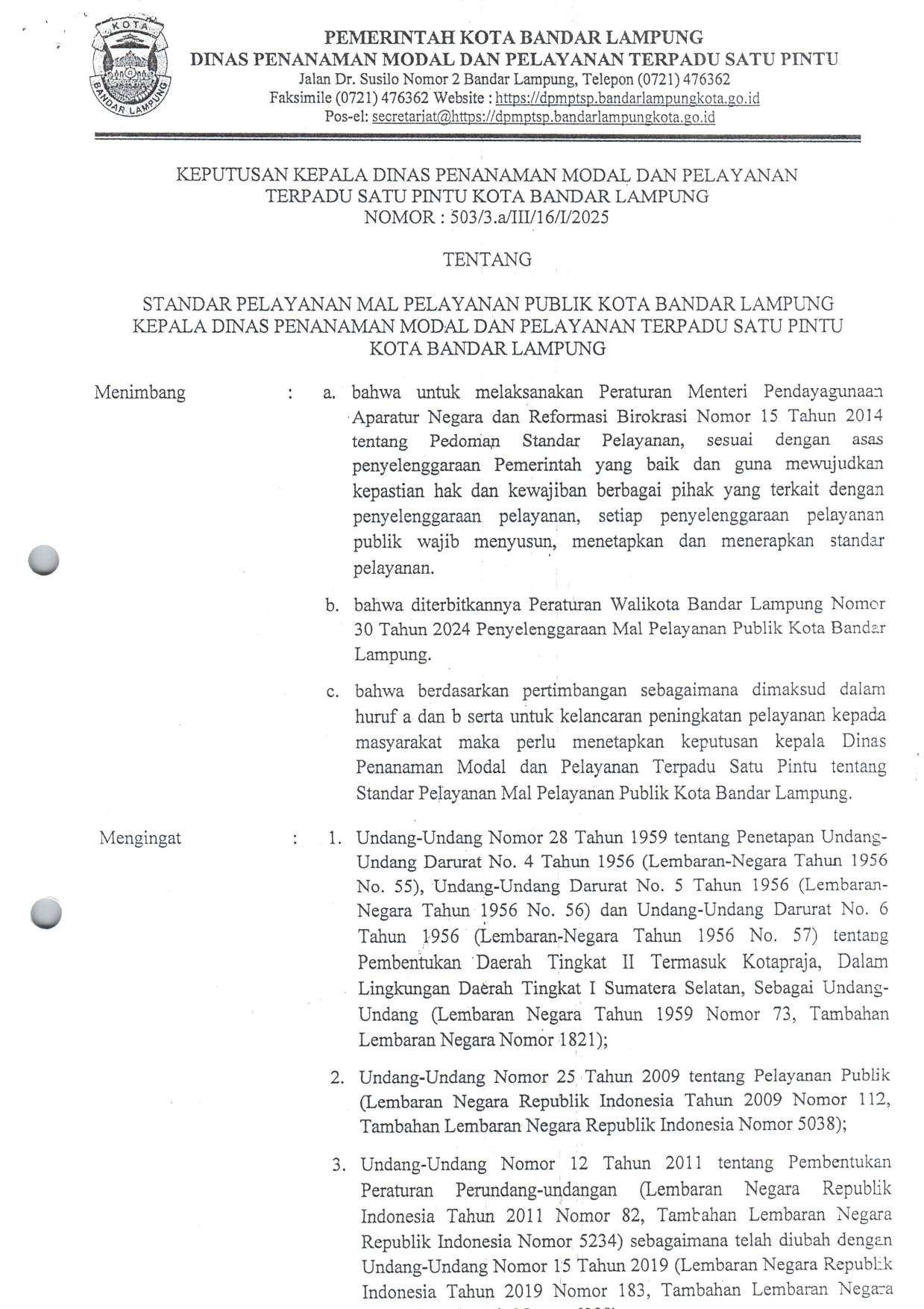 Standar Layanan MPP